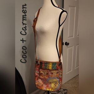 Coco + Carmen Colorful Canvas Crossbody Purse Sunflowers Flowers EUC